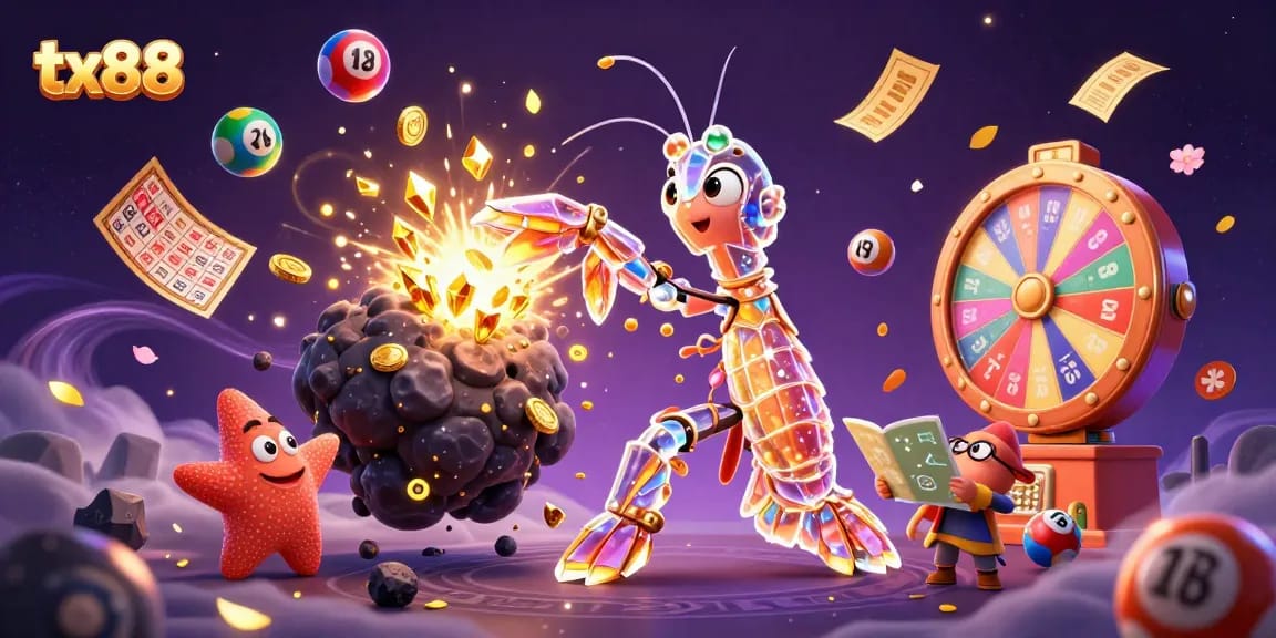 Experience the excitement of tx88 with a vibrant 3D casino scene filled with dynamic gaming elements.