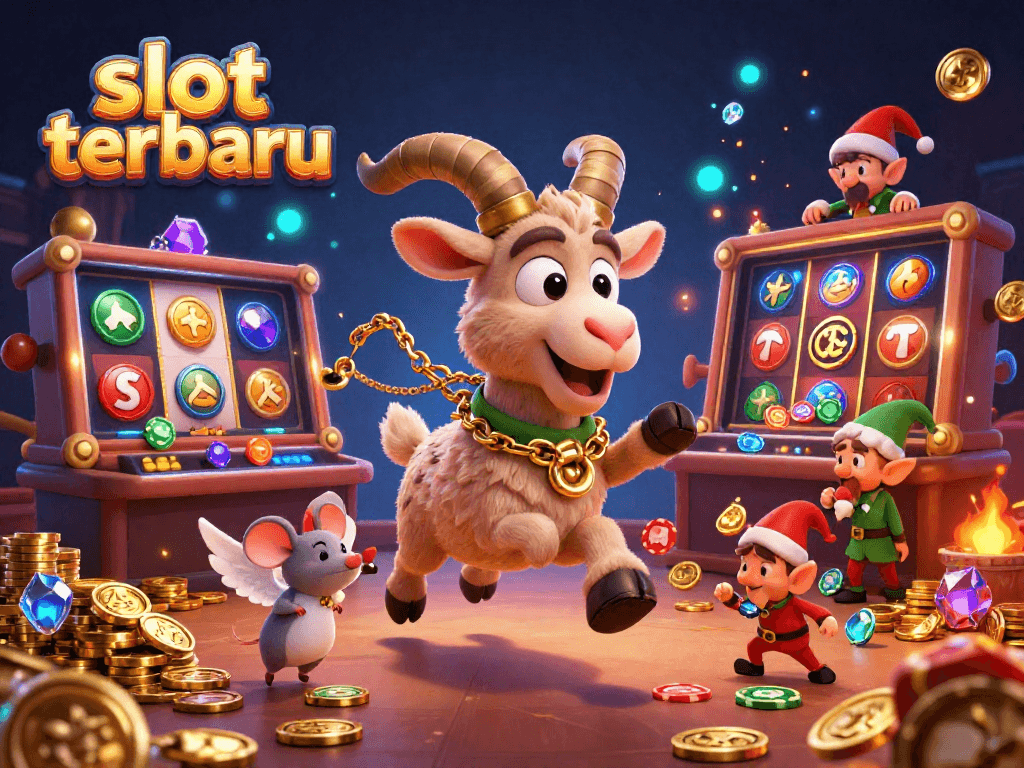 Engage with thrilling slot terbaru gameplay featuring a festive Krampus goat managing the casino chaos.