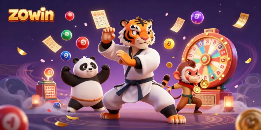 Experience dynamic gambling action with zo win featuring colorful lottery elements and engaging casino characters.