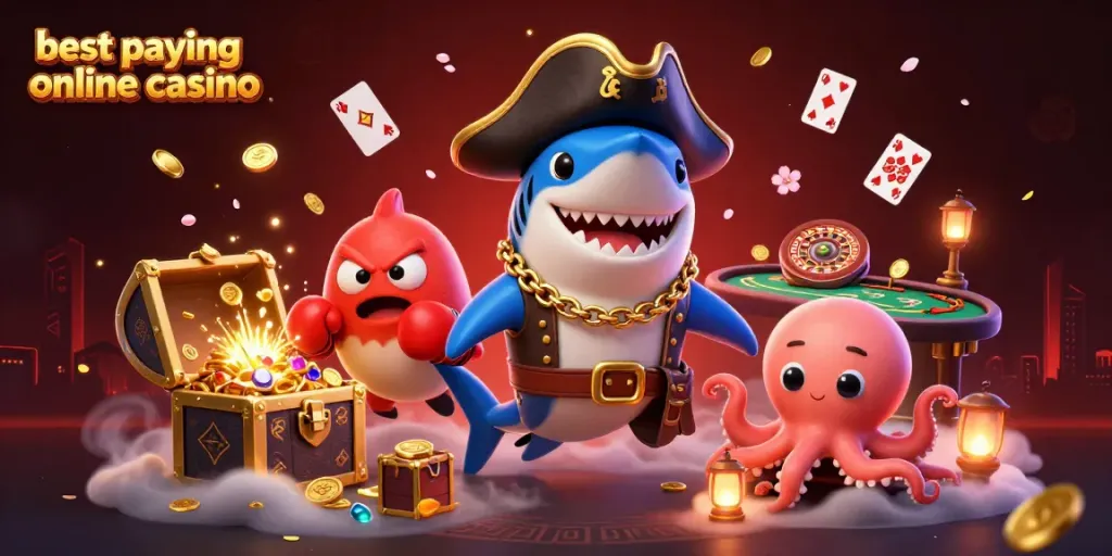 Experience the excitement of the best paying online casino with vibrant underwater characters and casino elements.