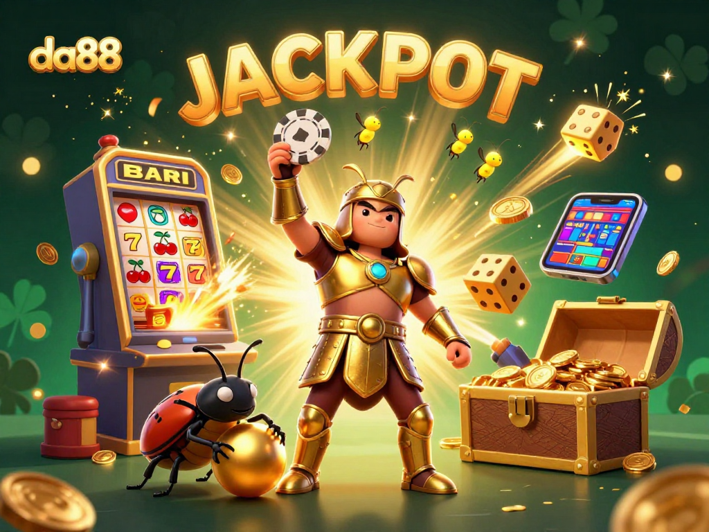 Experience the excitement of jackpotted games at da88, featuring vibrant characters celebrating wins and bonuses.