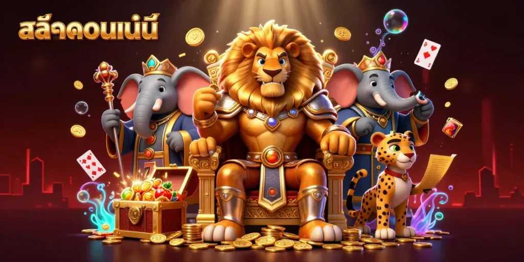 เล่นเกมสล็อตออนไลน์กับการ์ตูนตัวละครสุดตื่นเต้นในภาพ 3D