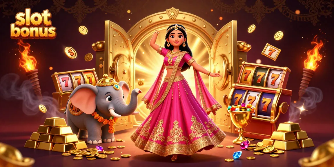 Engage with slot bonus features in this vibrant, lively casino-themed scene filled with gold.