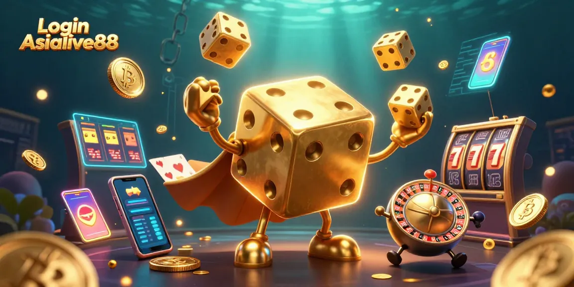 Engage in thrilling gameplay at Login Asialive88 with golden dice golems and neon-rich casino elements.