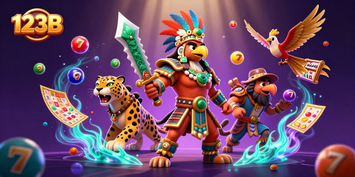 Engage in thrilling gaming action at 123B with vibrant slot elements in a captivating casino scene.