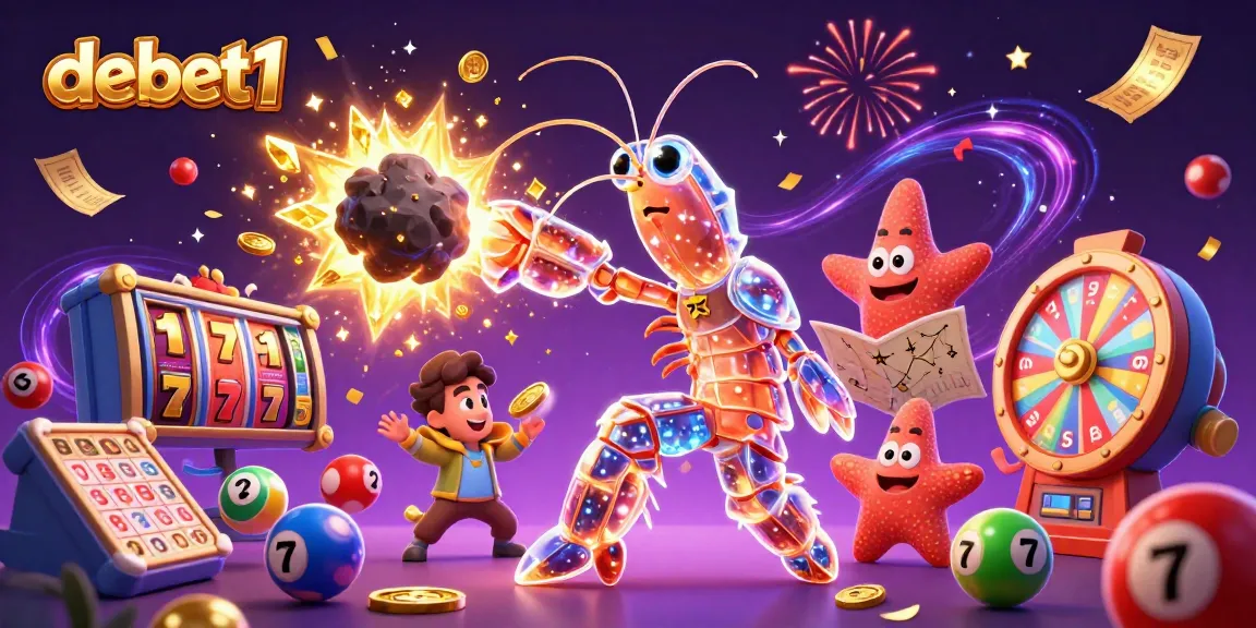 Win big with debet1 as a galactic samurai shrimp battles asteroids for golden gems and coins.