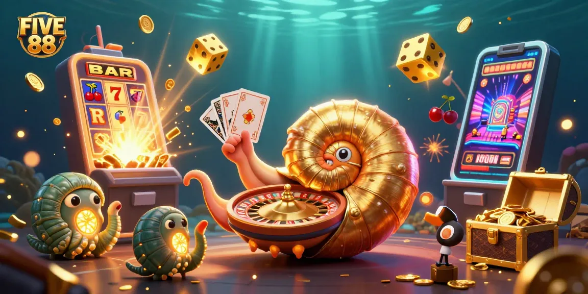 Join the excitement of FIVE 88 with a vibrant 3D casino scene full of jackpot action!