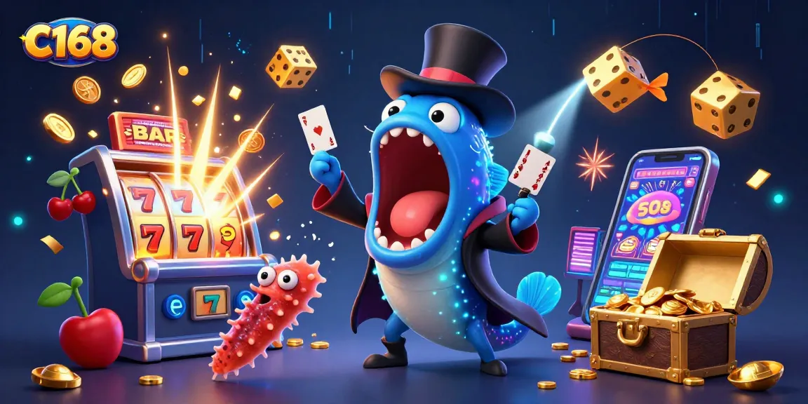 C168 introduces vibrant gameplay with a captivating 3D scene featuring dynamic casino elements and underwater characters.