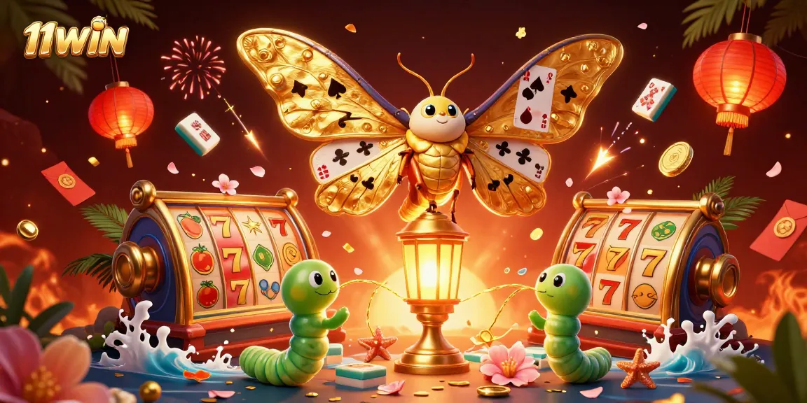 Experience the thrill of 11WIN with vibrant casino elements showcased in a stunning 3D scene.