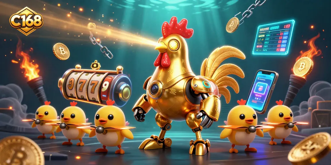 C168 players enjoy immersive gameplay with unique golden rooster robot and exciting slot elements.
