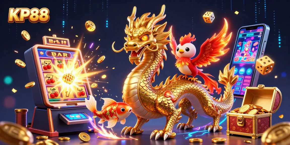 Experience thrilling gaming at KP88 with a golden dragon, phoenix, and explosive jackpot action.