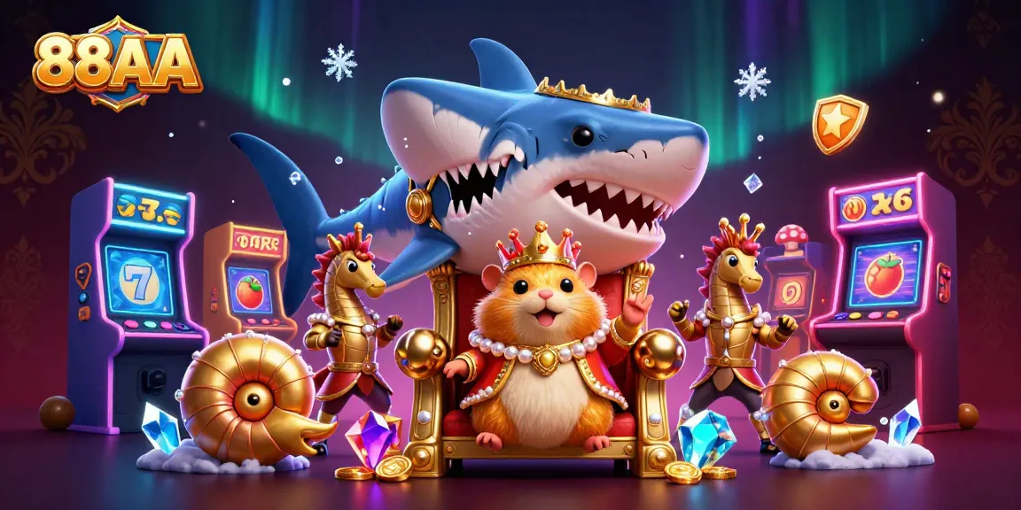 Engage with 88AA's vibrant casino world featuring a golden hamster king and dynamic slot elements.