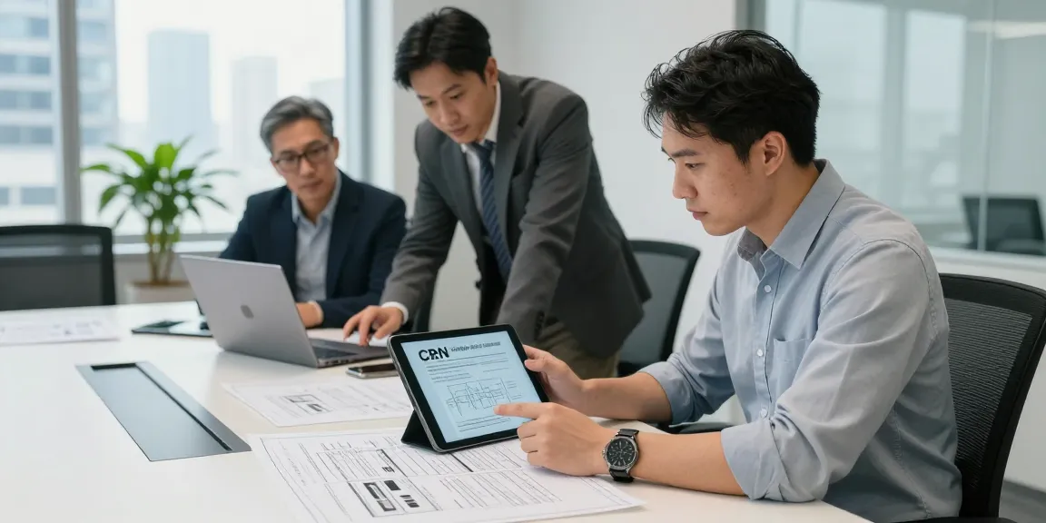 Engineers discussing CRN Registration Canada in a modern office, showcasing collaboration and technical expertise.