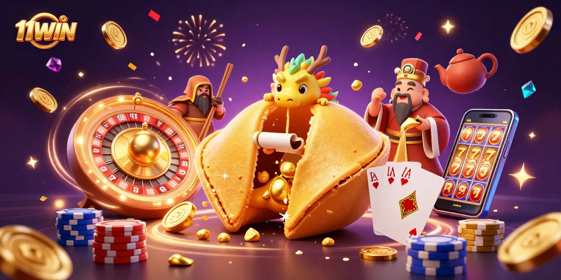 Experience thrilling gaming adventures with 11WIN's captivating casino characters in a vibrant scene.