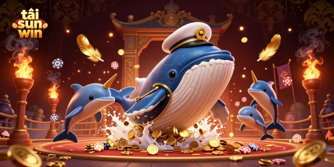 Play games and tải sun win with this vibrant underwater casino scene featuring a whale, narwhal, and dolphins.